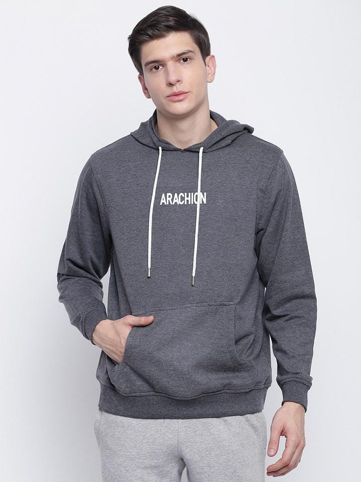 Charcoal Grey Hoodie For Men | Arachion Name Print